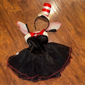 Dr. Seuss Black and Red Tutu Dress with Striped Mini Top Hat